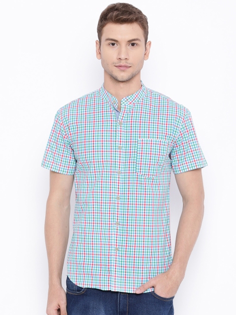 

Voi Jeans Men White & Blue Checked Casual Shirt