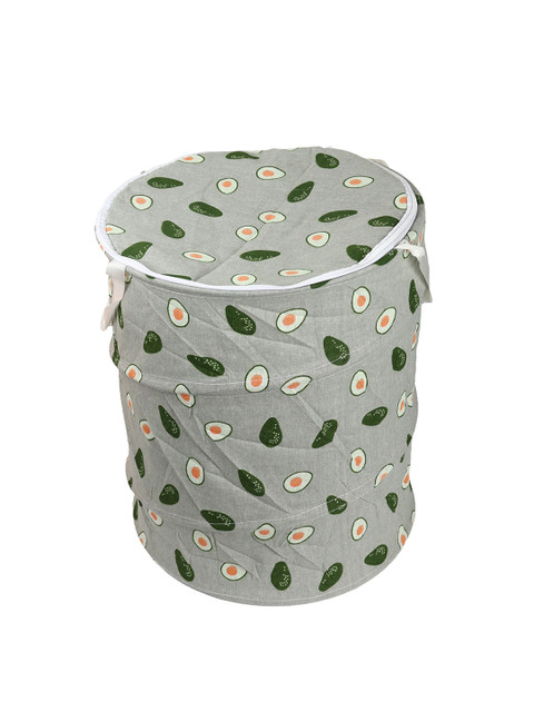

OddCroft Grey & Green Avacado Printed Foldable Laundry Basket