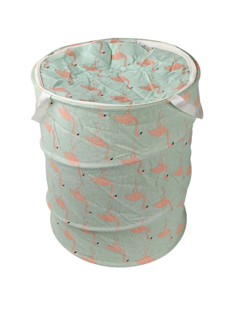 

OddCroft Sea Green & Orange Flamingo Printed Foldable Laundry Basket