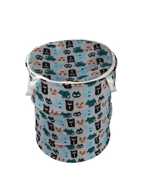 

OddCroft Grey & Black Kitten Printed Foldable Laundry Basket
