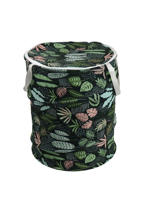 

OddCroft Green & Pink Tropical Printed Foldable Laundry Basket