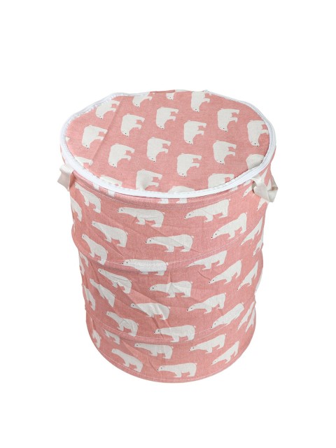 

OddCroft Peach-Coloured & White Polar Bear Foldable Laundry Basket