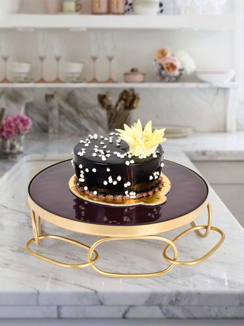 

REYIN Burgundy & Gold-Toned Solid Cake Stand