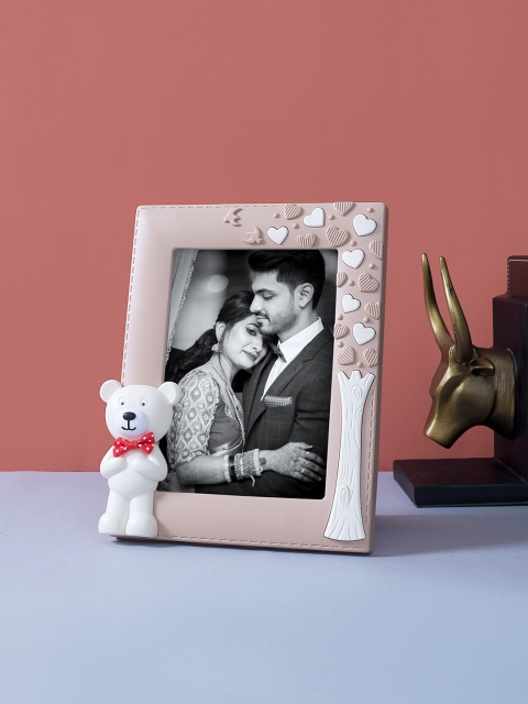 

Golden Peacock Camel Brown & Cream-Coloured Teddy Bear Embossed Photo Frame