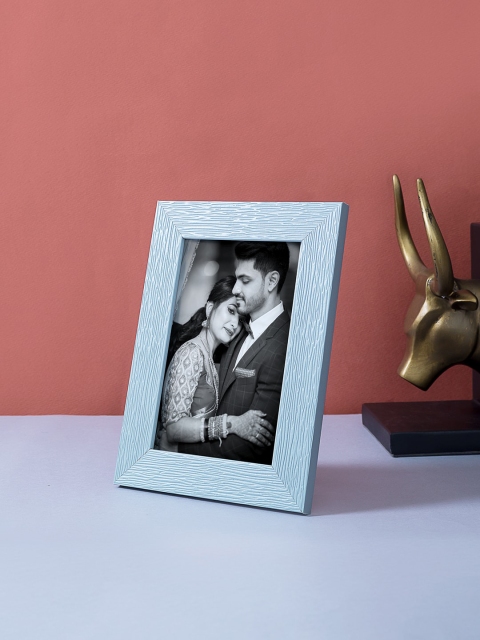 

Golden Peacock Blue Textured Table Top Photo Frame