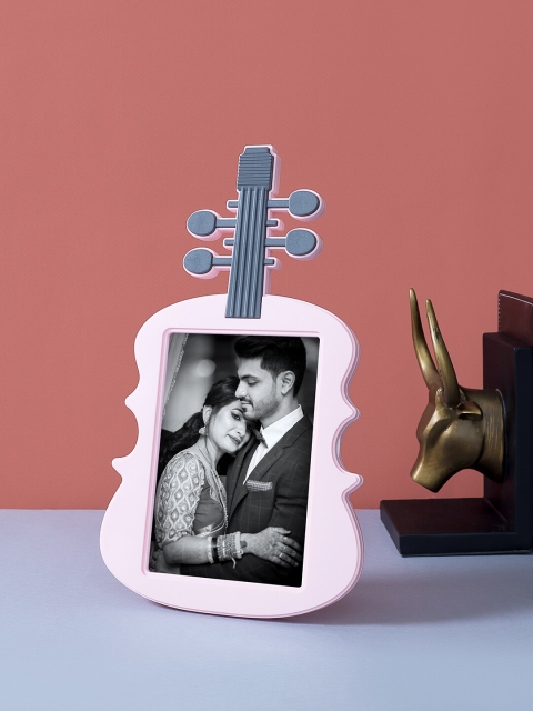 

Golden Peacock Pink & Grey Solid Guitar Shaped Photo Frame