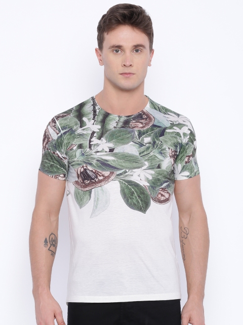 

Voi Jeans Men Off-White Printed T-shirt