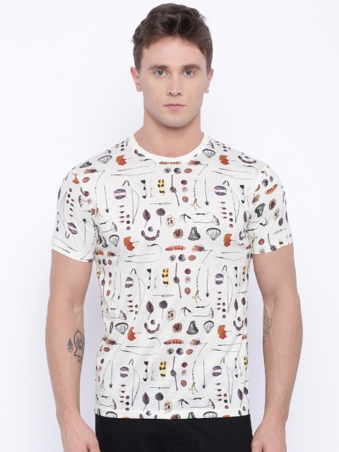 

Voi Jeans Men Off-White Printed T-shirt