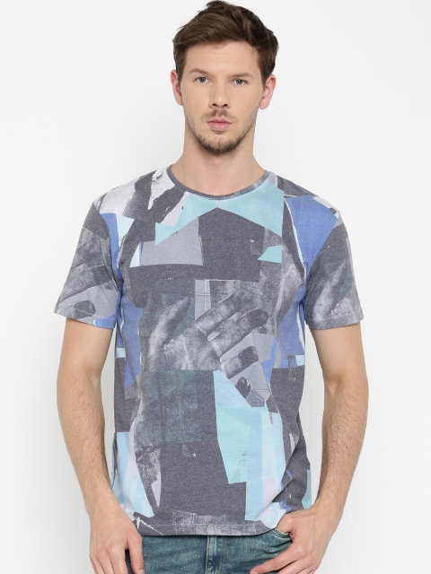 

Voi Jeans Grey & Blue Printed T-shirt