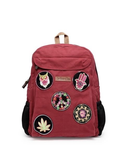 

The House of Tara Women Maroon & Black Applique Backpack