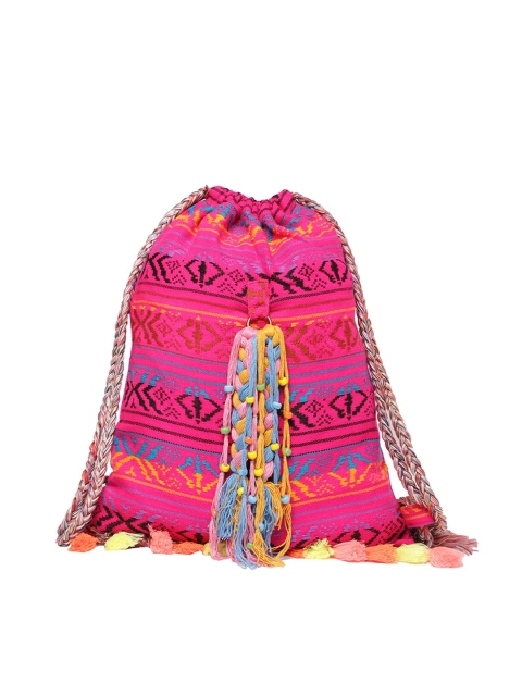 

The House of Tara Women Magenta & Pink Handloom Backpack