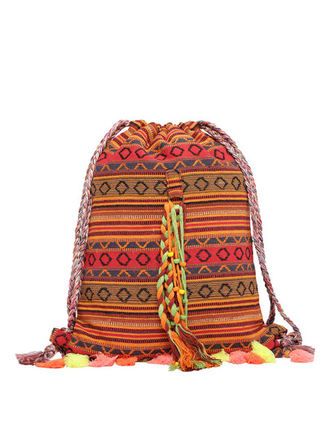 

The House of Tara Women Orange & Red Embellished Backpack