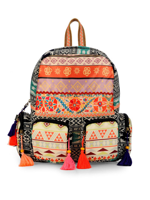 

The House of Tara Women Multicoloured & White Embellished Travel Backpack, Multi