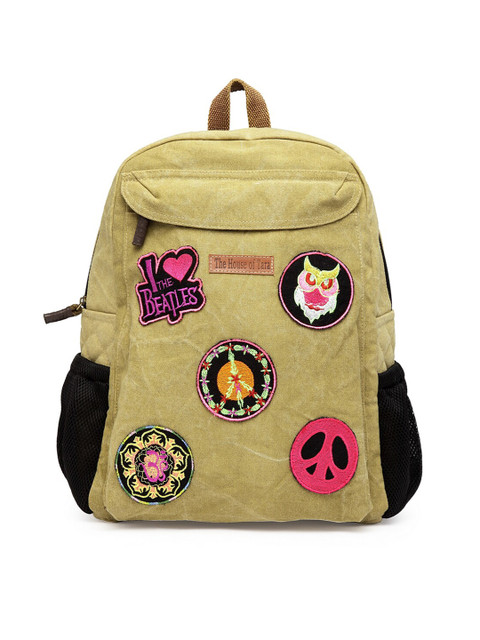 

The House of Tara Unisex Beige & Black Applique Laptop Backpack