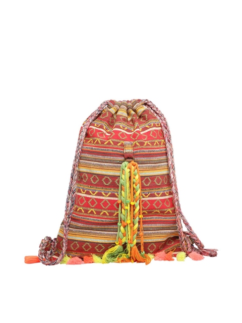 

The House of Tara Women Red & Yellow Embellished Backpack