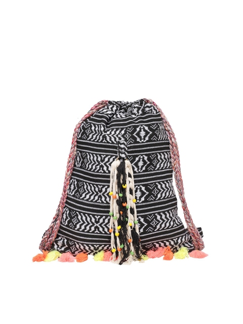 

The House of Tara Women Black & White Handloom Backpack