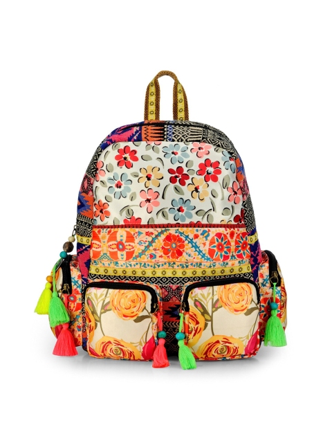 

The House of Tara Women Black & Orange Printed Backpack
