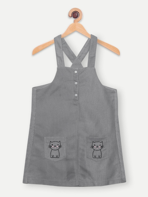 

GOJI Girls Grey Cat Printed Pinafore Dress