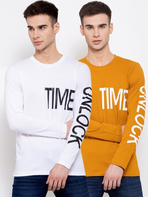 

KAY DEE Men Pack of 2 Multicoloured Typography Printed Slim Fit T-shirt, Multi