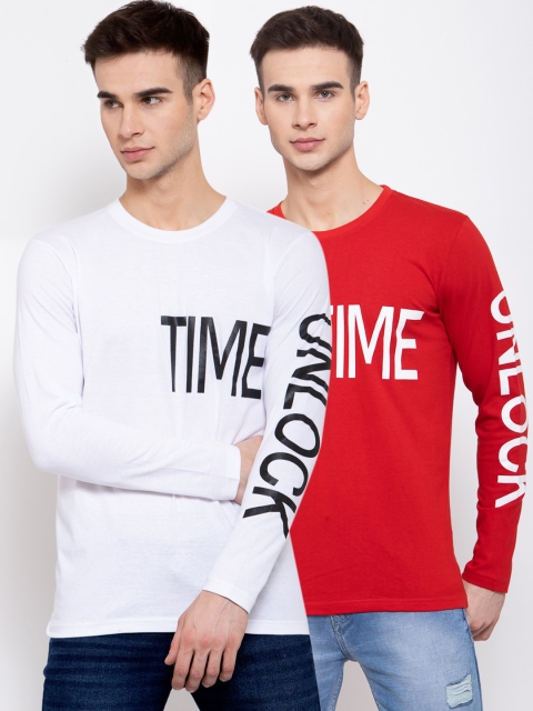 

KAY DEE Men Multicoloured Typography 2 Printed Slim Fit T-shirt, Multi