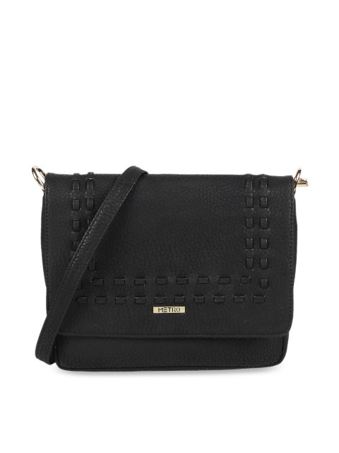 

Metro Black Textured Structured Sling Bag
