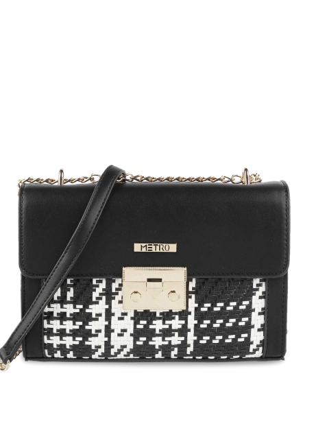 

Metro Black Textured Structured Sling Bag