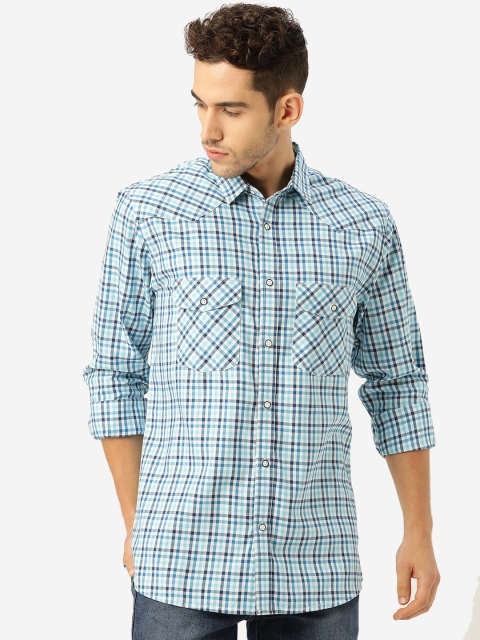 

STROP Men Blue Checked Casual Shirt