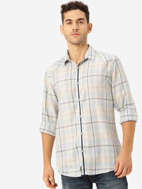 

STROP Men Blue Checked Regular Fit Casual Shirt