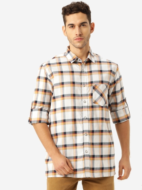 

STROP Men White Checked Casual Shirt