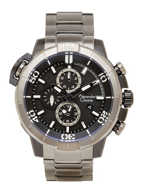 

Alexandre Christie Men Grey Dial & Black Stainless Steel Bracelet Style Straps Analogue Watch, Multi
