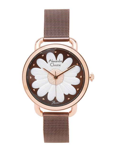 

Alexandre Christie Women Brown Dial & Brown Stainless Steel Bracelet Style Straps Analogue Watch