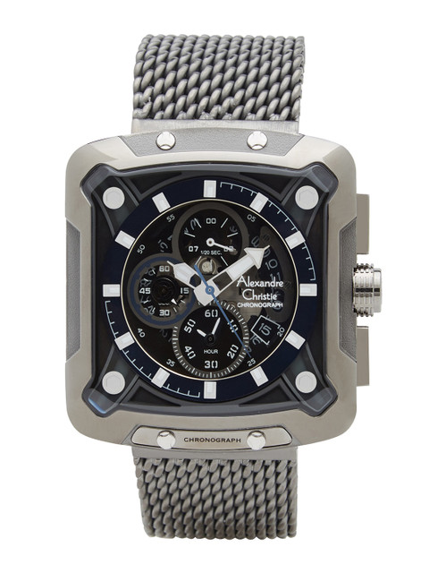 

Alexandre Christie Men Blue Dial & Grey Stainless Steel Textured Straps Analogue Watch