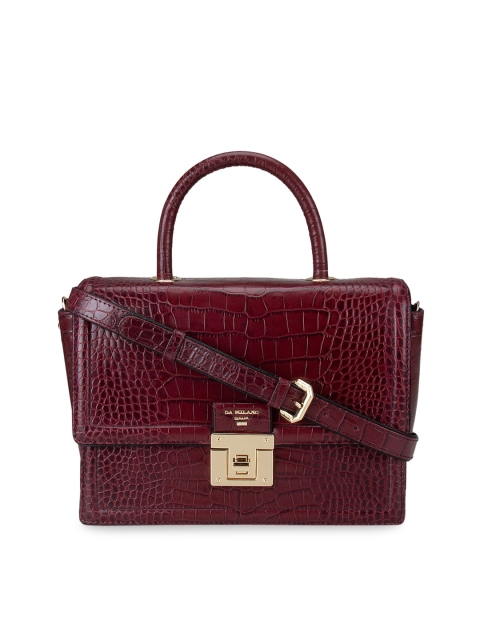 

Da Milano Women Burgundy Textured Leather Structured Satchel Bag