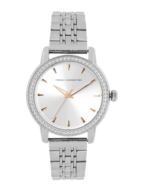 

French Connection Women Silver-Toned Dial & Silver Toned Stainless Steel Bracelet Style Straps Analogue Watch