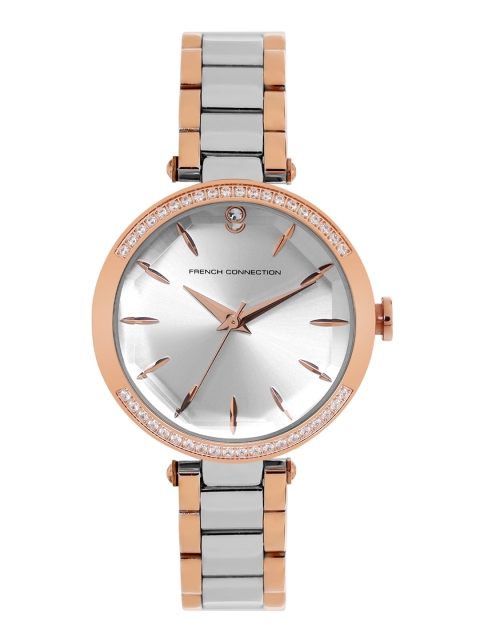 

French Connection Women Silver-Toned Dial & Silver Toned Stainless Steel Bracelet Style Straps Analogue Watch