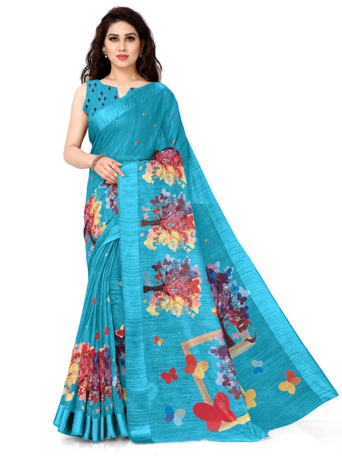 

KALINI Women Turquoise Blue Printed Saree