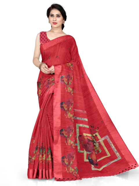 

KALINI Red & Green Printed Saree