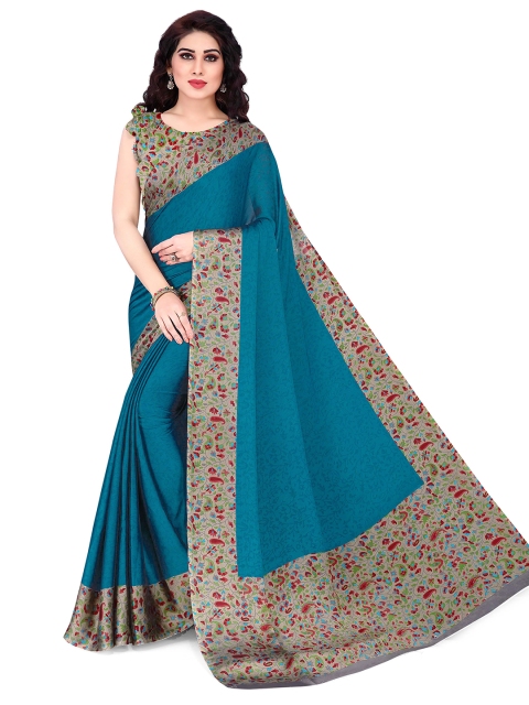 

KALINI Turquoise Blue & Grey Paisley Bagh Saree