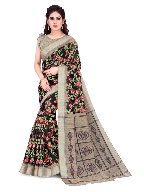 

KALINI Women Black and Beige Floral Printed Saree