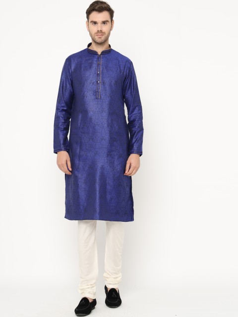 

Chitwan Mohan Men Blue & Off White Kurta with Churidar