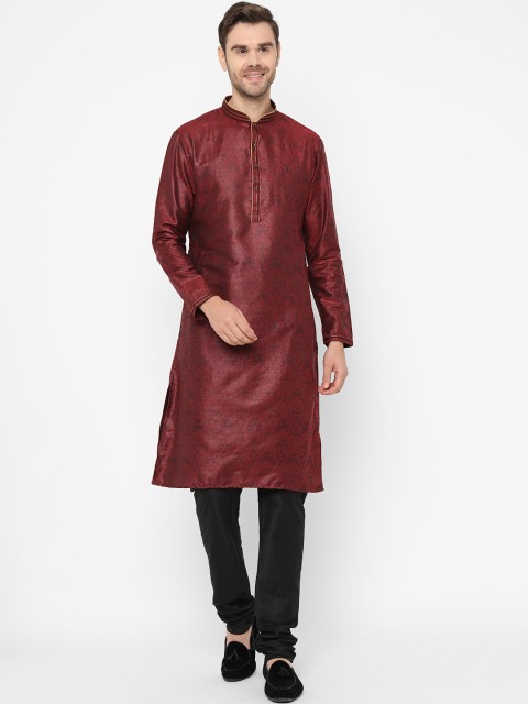 

Chitwan Mohan Men Maroon Ethnic Motifs Printed Kurta with Churidar