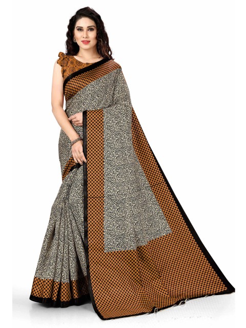 

KALINI Off White & Black Art Silk Saree