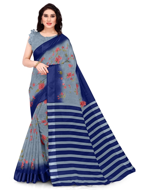 

KALINI Blue & Red Floral Bagh Saree