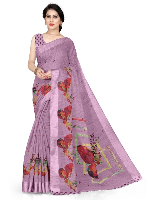 

KALINI Pink & Red Abstract Printed Saree