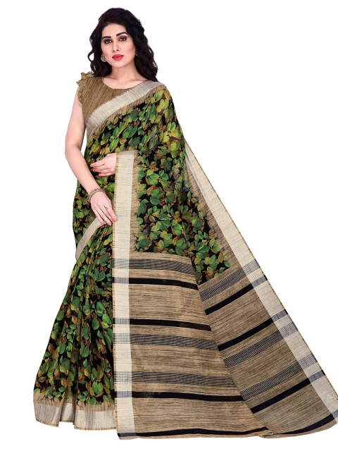 

KALINI Green & Black Floral Zari Bagh Saree