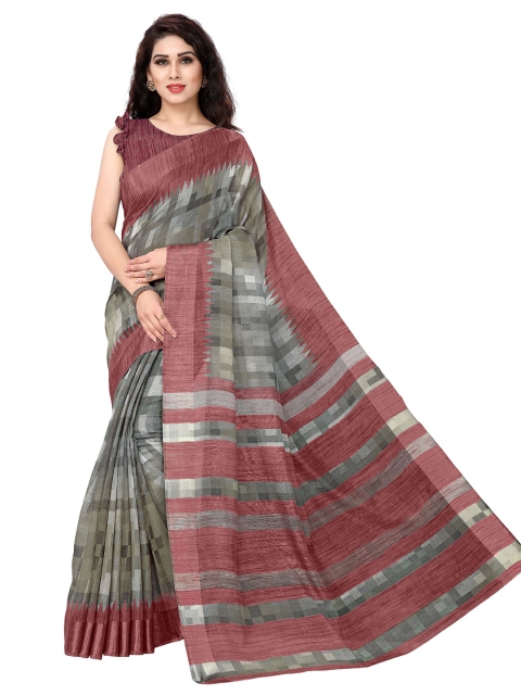 

KALINI Red & Grey Printed Cotton Saree