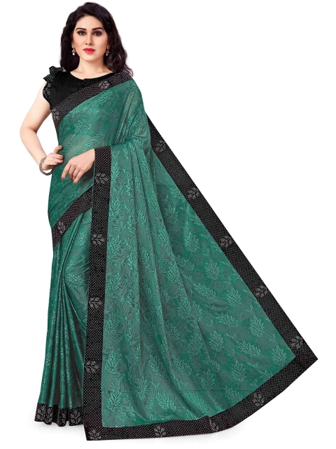 

KALINI Green & Black Floral Beads and Stones Saree