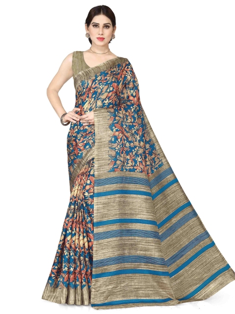 

KALINI Women Turquoise Blue Floral Printed Saree