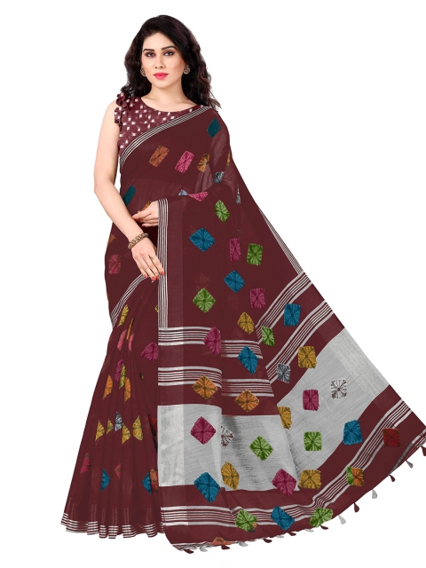 

KALINI Maroon & Grey Bandhani Saree