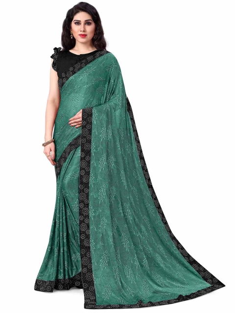 

KALINI Green & Black Embroidered Art Silk Saree